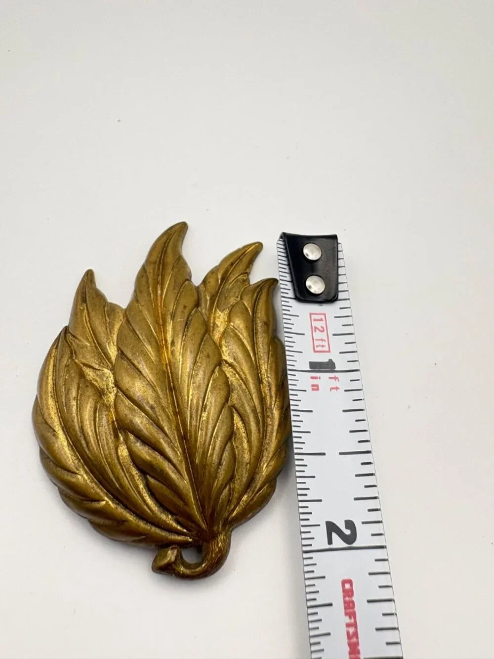 Vintage Brass Leaf Dress Clip Fur Clip Pin Art Deco Stylized Leaves Brooch